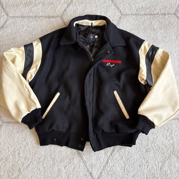 Rare Vintage 90s 'Motown Cafe' Las Vegas Leather Varsity Jacket Iconic - Picture 2 of 13
